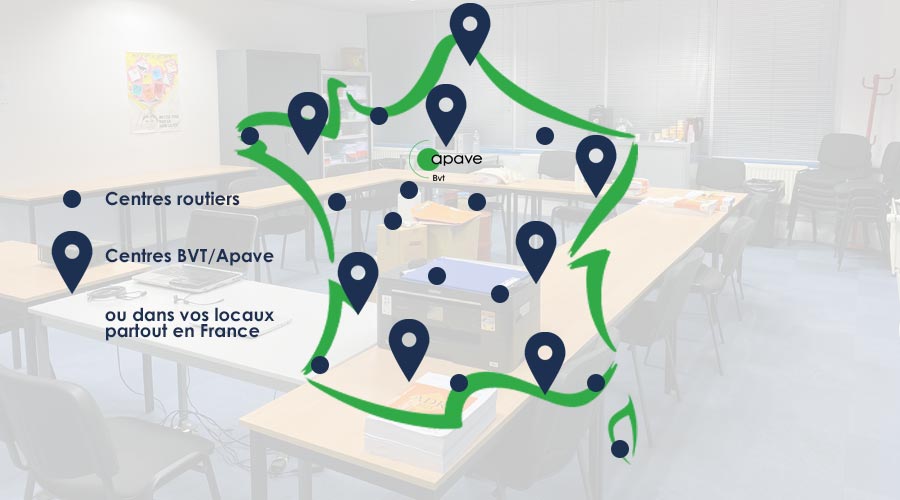Carte implantations centres de formation BVT en France