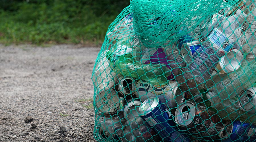 recycling trashes in a park