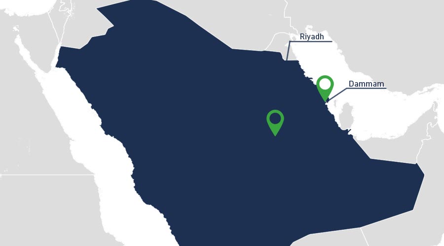 Carte de l'implantation Apave en Arabie Saoudite